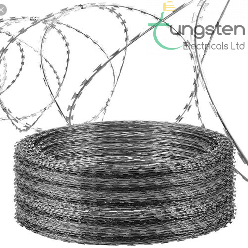 Uncliped Razer Wire Galvanised razor wire - Tungsten Electricals