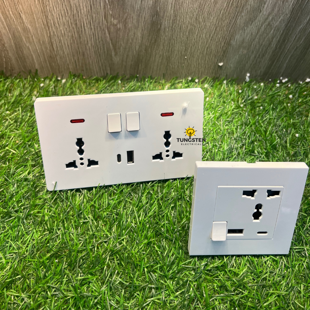 Type C USB port white screwless twin socket - Tungsten Electricals
