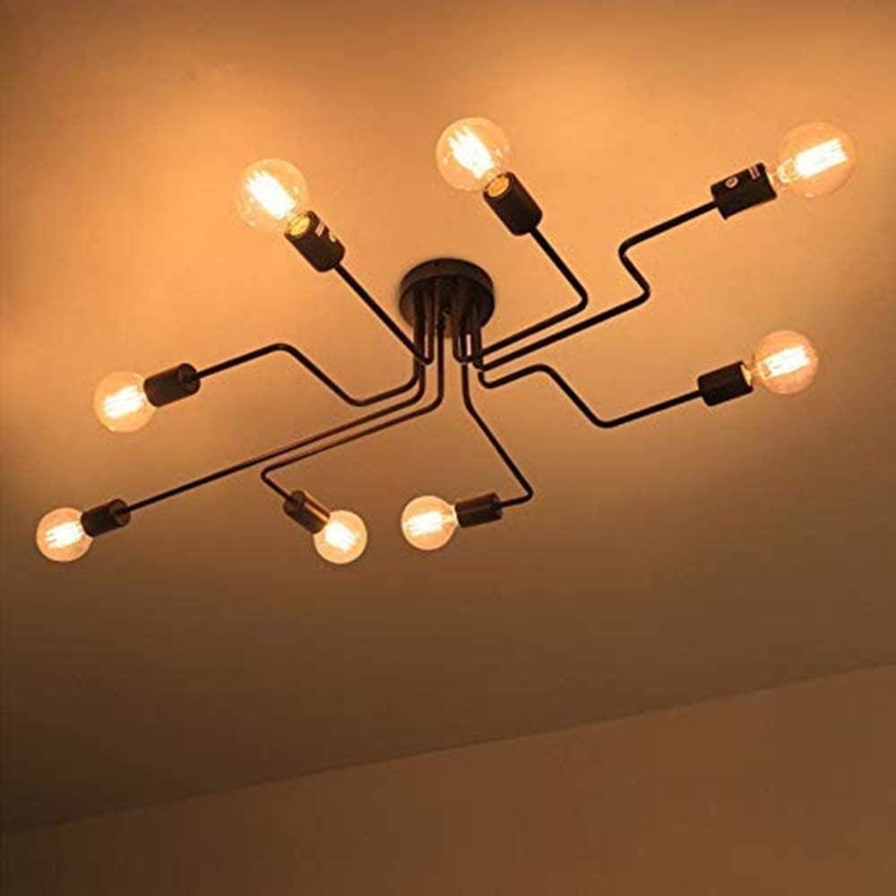 Vintage Industrial Spider Lights Ceiling 6 Retro Metal Black Spider ...