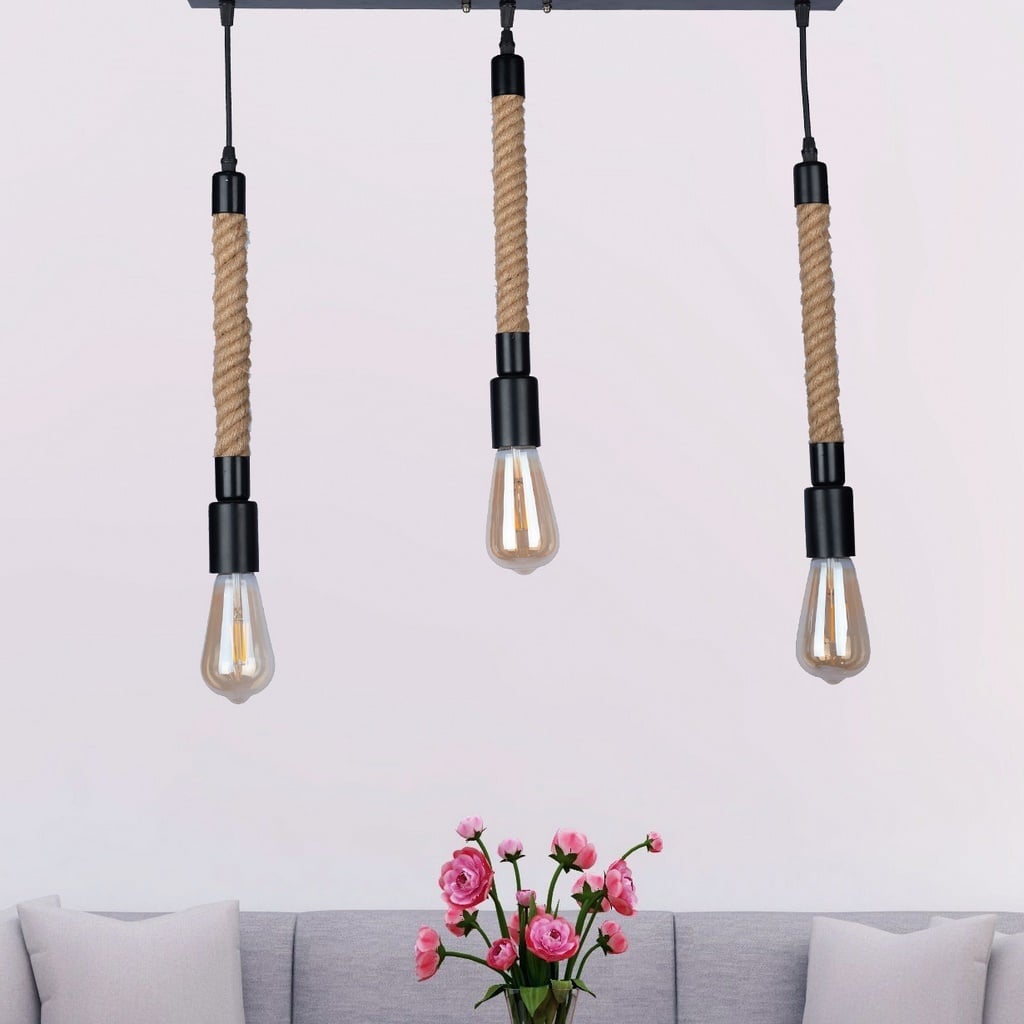 Twisted Rope Flex Pendant with Black Lampholder & Ceiling Rose ...